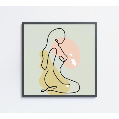 Quadro Feminino Silhueta Artística Contínua Medidas 40x40 Cm Impressão Tecido Canvas