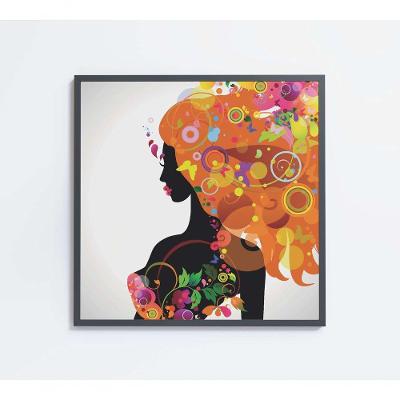 Quadro Desenho Mulher Colorida Medidas 40x40 Cm Impressão Tecido Canvas