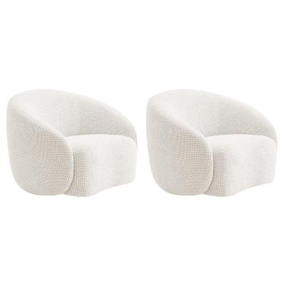 Kit 02 Poltronas Orgânica Luxo Recepção Amore Bouclé - Amarena Móveis Cor Branco