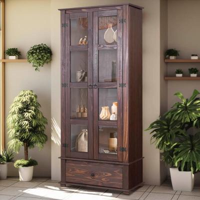 Cristaleira 2 Portas Vidro Madeira Maciça Retrô Imbuia D106 Shop Jm
