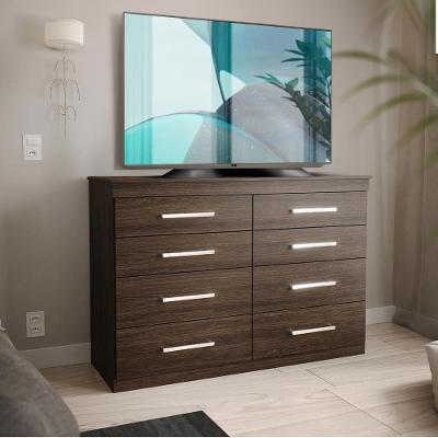 Cômoda Para Tv Até 50 Polegadas 8 Gavetas Capuccino Millie Shop Jm