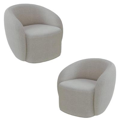 2 Poltronas Decorativas íbis Encosto Fixo Bouclê Cinza G33 Gran Belo