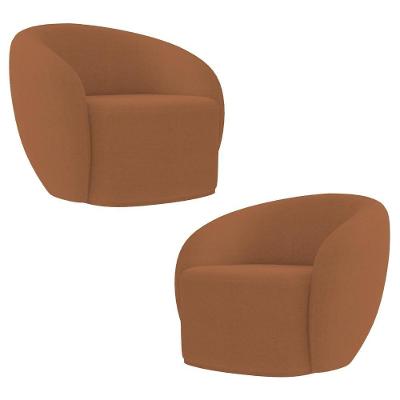2 Poltronas Decorativas íbis Encosto Fixo Bouclê Terracota G33 Gran Belo