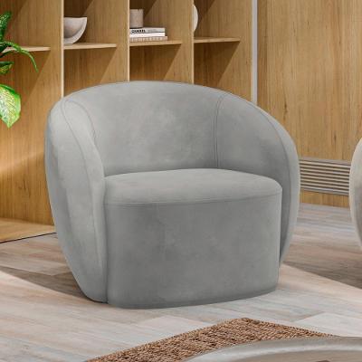 Poltrona Decorativa íbis Encosto Fixo Veludo Cinza G33 Gran Belo