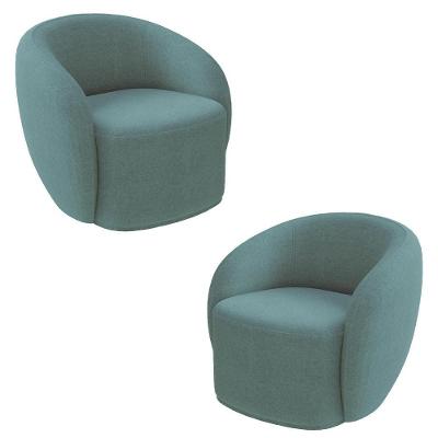 2 Poltronas Decorativas íbis Encosto Fixo Bouclê Azul G33 Gran Belo