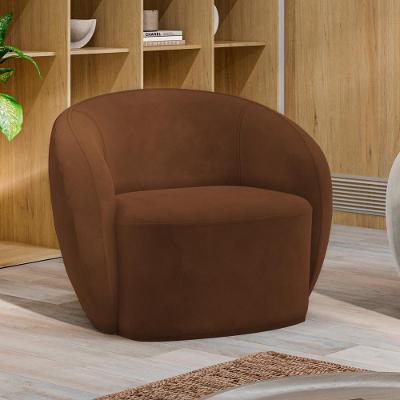 Poltrona Decorativa íbis Encosto Fixo Veludo Marrom G33 Gran Belo