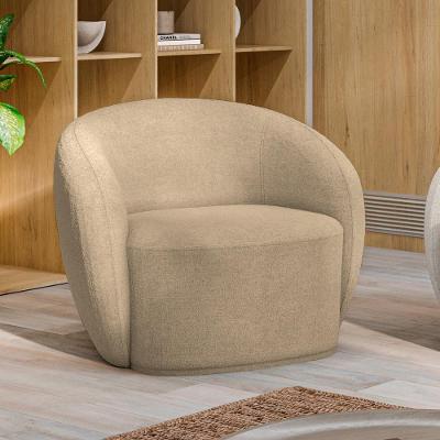 Poltrona Decorativa íbis Encosto Fixo Bouclê Bege G33 Gran Belo