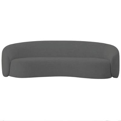 Kit Sofá 3 Lugares 180cm E 2 Poltronas Orgânica Luxo Recepção Amore Linho - Doce Sonho Móveis Cor Cinza Escuro