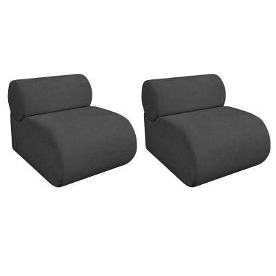 Kit 2 Poltronas Decorativas Orgânica Virgínia Linho - Amarena Móveis Cor Cinza Escuro