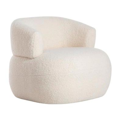 Poltrona Decorativa Sala De Estar Recepção Suiça Bouclé - Amarena Móveis Cor Bege
