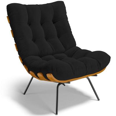 Poltrona Decorativa Costela L02 Bouclê Preto - Lyam Decor