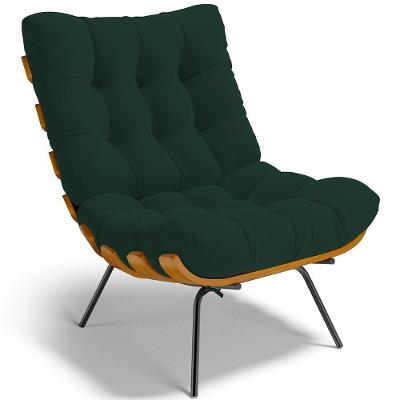 Poltrona Decorativa Costela L02 Suede Verde Musgo - Lyam Decor