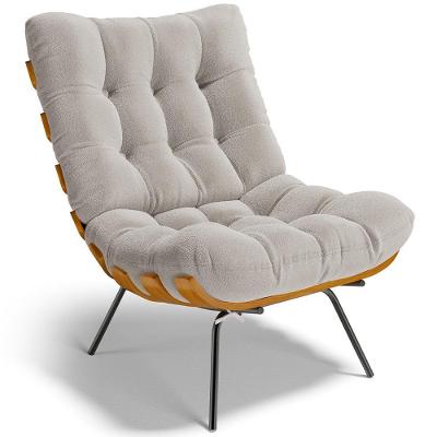 Poltrona Decorativa Costela L02 Bouclê Creme - Lyam Decor