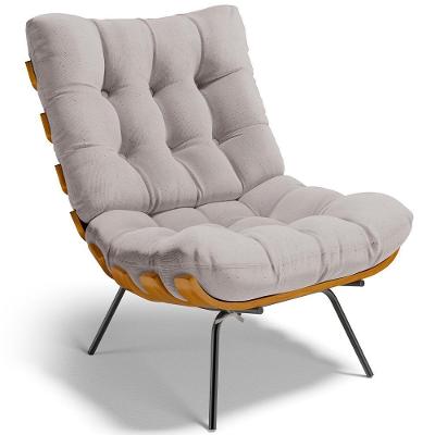 Poltrona Decorativa Costela L02 Linho Bege - Lyam Decor