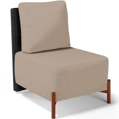 Poltrona Decorativa Living Hungria L02 Couríssimo Preto Linho Bege Escuro - Lyam
