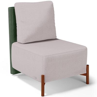 Poltrona Decorativa Living Pés Madeira Hungria L02 Couríssimo Verde Linho Bege - Lyam