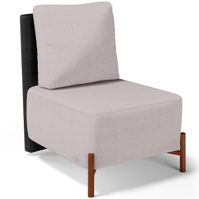 Poltrona Decorativa Living Pés Madeira Hungria L02 Couríssimo Preto Linho Bege - Lyam