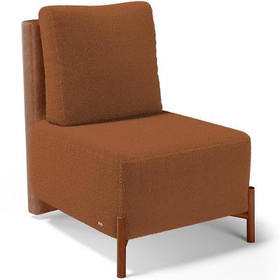 Poltrona Decorativa Living Hungria L02 Couríssimo Camel Bouclê Terracota - Lyam