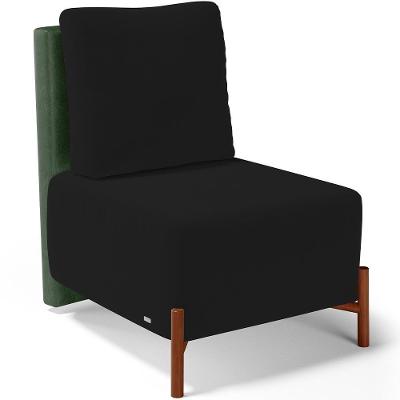 Poltrona Decorativa Living Pés Madeira Hungria L02 Couríssimo Verde Suede Preto - Lyam