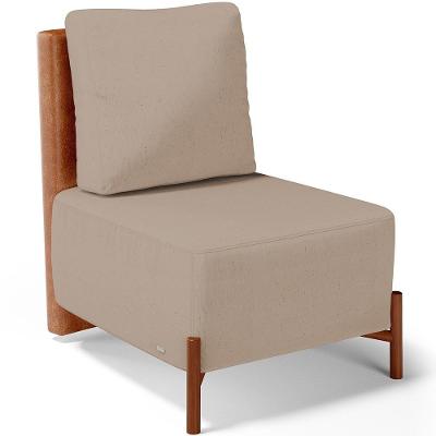 Poltrona Decorativa Living Hungria L02 Couríssimo Camel Linho Bege Escuro - Lyam