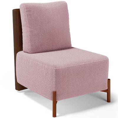 Poltrona Decorativa Living Pés Madeira Hungria L02 Couríssimo Marrom Bouclê Rosê - Lyam