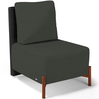 Poltrona Decorativa Living Hungria L02 Couríssimo Preto Linho Verde Musgo - Lyam