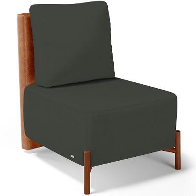 Poltrona Decorativa Living Hungria L02 Couríssimo Camel Linho Verde Musgo - Lyam