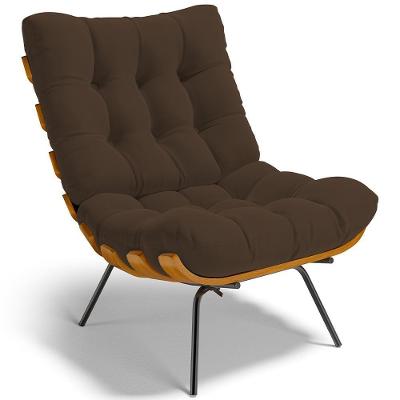 Poltrona Decorativa Costela L02 Suede Marrom - Lyam Decor
