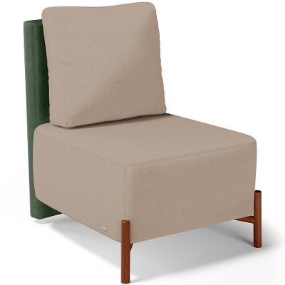 Poltrona Decorativa Living Hungria L02 Couríssimo Verde Linho Bege Escuro - Lyam