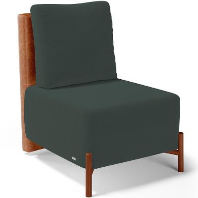 Poltrona Decorativa Living Hungria L02 Couríssimo Camel Suede Verde Musgo - Lyam