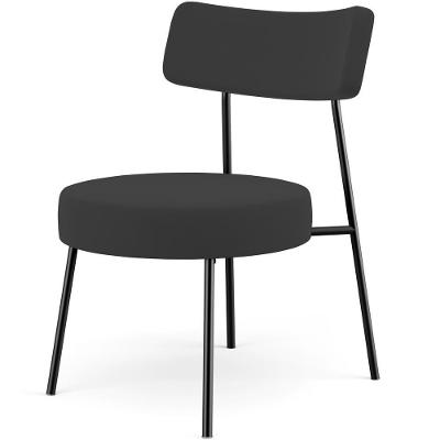 Poltrona Decorativa Base Fixa Londres L02 Suede Preto - Lyam