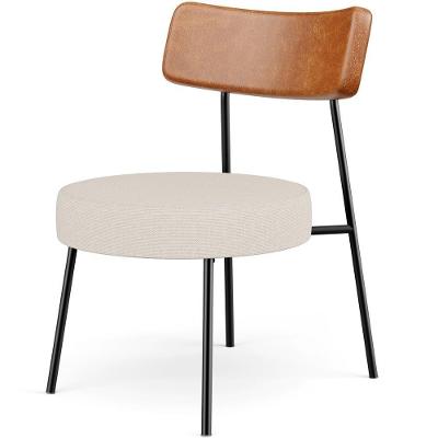 Poltrona Decorativa Base Fixa Londres L02 Couríssimo Camel Linho Bege - Lyam