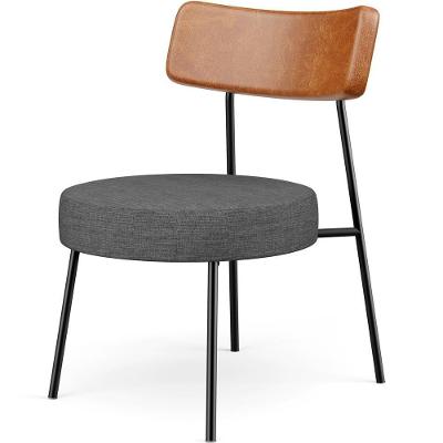 Poltrona Decorativa Fixa Londres L02 Couríssimo Camel Linho Cinza Escuro - Lyam