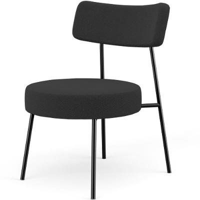 Poltrona Decorativa Base Fixa Londres L02 Bouclê Preto - Lyam