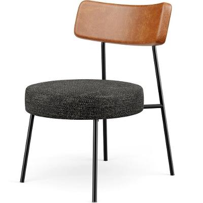 Poltrona Decorativa Base Fixa Londres L02 Couríssimo Camel Linho Chumbo - Lyam
