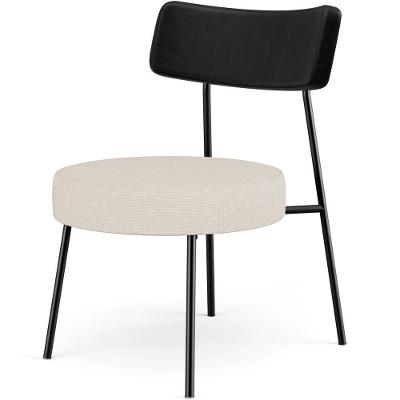 Poltrona Decorativa Base Fixa Londres L02 Couríssimo Preto Linho Cru - Lyam