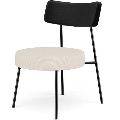Poltrona Decorativa Base Fixa Londres L02 Couríssimo Preto Linho Bege - Lyam