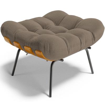 Puff Decorativo Costela L02 Bouclê Bege - Lyam Decor