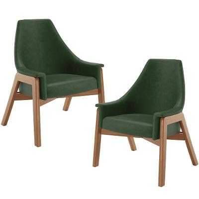 Kit 02 Poltronas Decorativa Sakura L02 Couríssimo Verde Musgo - Lyam Decor