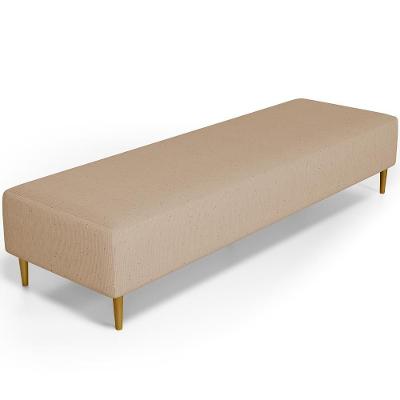 Puff Decorativo Bali W01 Pés Palito 190x60cm Linho Bege Escuro - Lyam Decor
