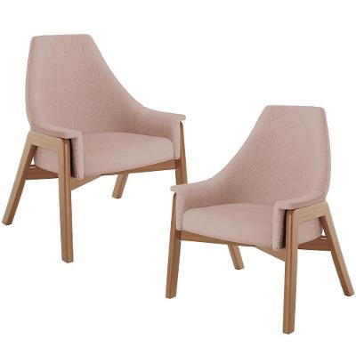 Kit 02 Poltronas Decorativa Sakura L02 Linho Rosê - Lyam Decor