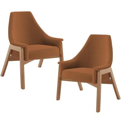 Kit 02 Poltronas Decorativa Sakura L02 Bouclê Terracota - Lyam Decor