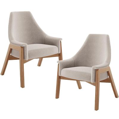 Kit 02 Poltronas Decorativa Sakura L02 Bouclê Creme - Lyam Decor