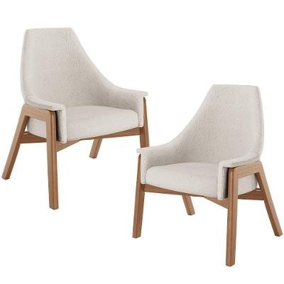 Kit 02 Poltronas Decorativa Sakura L02 Linho Cru - Lyam Decor