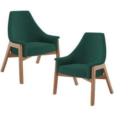 Kit 02 Poltronas Decorativa Sakura L02 Bouclê Verde - Lyam Decor