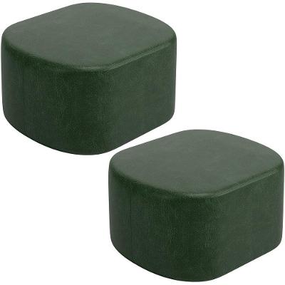 Kit 2 Puffs Decorativos Orgânico Para Living Quarto 70cm Doha W01 Couríssimo Verde Musgo - Lyam Decor