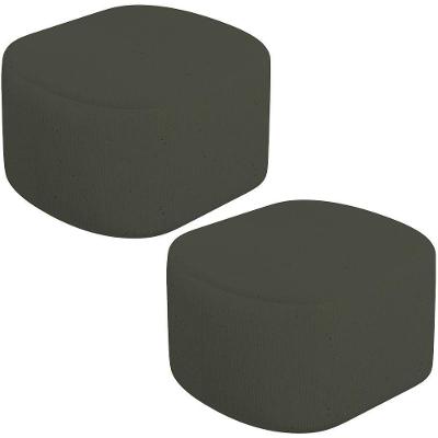 Kit 2 Puffs Decorativos Orgânico Para Living Quarto 70cm Doha W01 Linho Verde Musgo - Lyam Decor