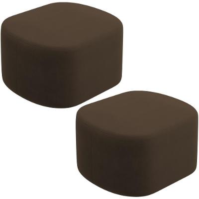 Kit 2 Puffs Decorativos Orgânico Para Living Quarto 70cm Doha W01 Suede Marrom - Lyam Decor