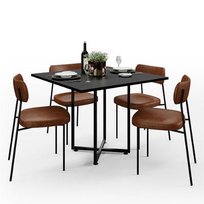 Mesa De Jantar Rivera Preto 90cm Com 04 Cadeiras Industrial Melina F01 Couríssimo Marrom - Lyam