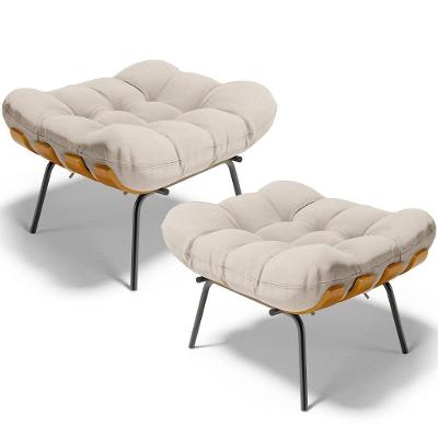 Kit 02 Puffs Decorativos Costela L02 Linho Cru - Lyam Decor